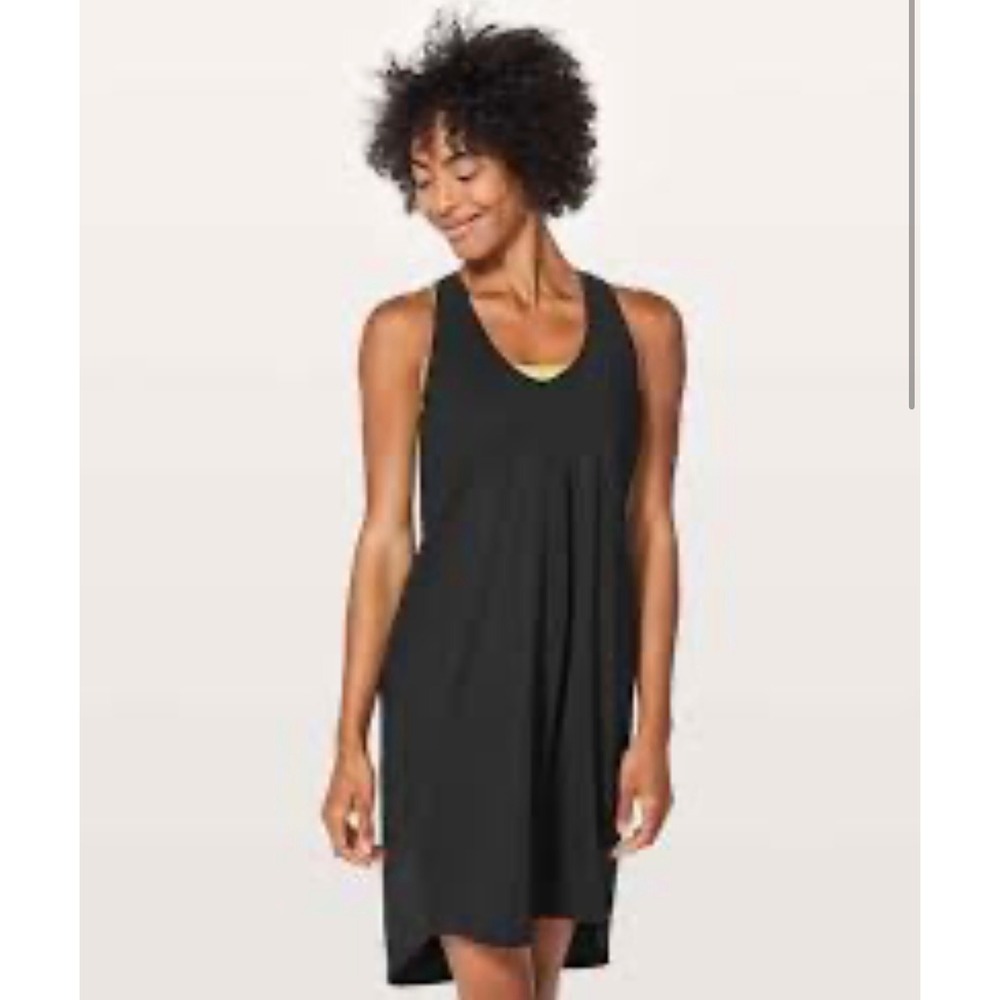 Lululemon Rejuvenate‎ Athletic Dress Womens 6 Black Racerback Draped Open Back